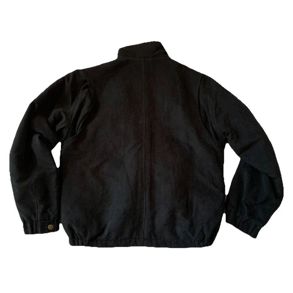 Montage Collection Black Faux Suede ZipUp Bomber Jacket With Pockets Size M